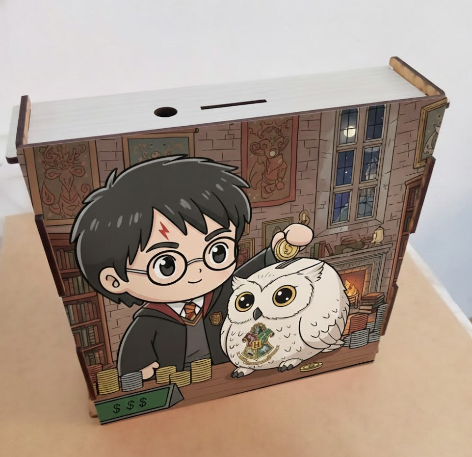 Alcancía de Madera con Metas de Ahorro | Harry Potter 2