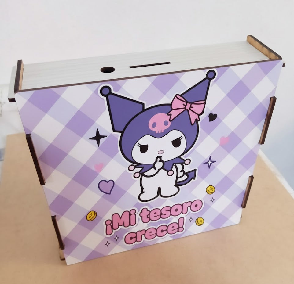 Alcancía de Madera con Metas de Ahorro | KUROMI