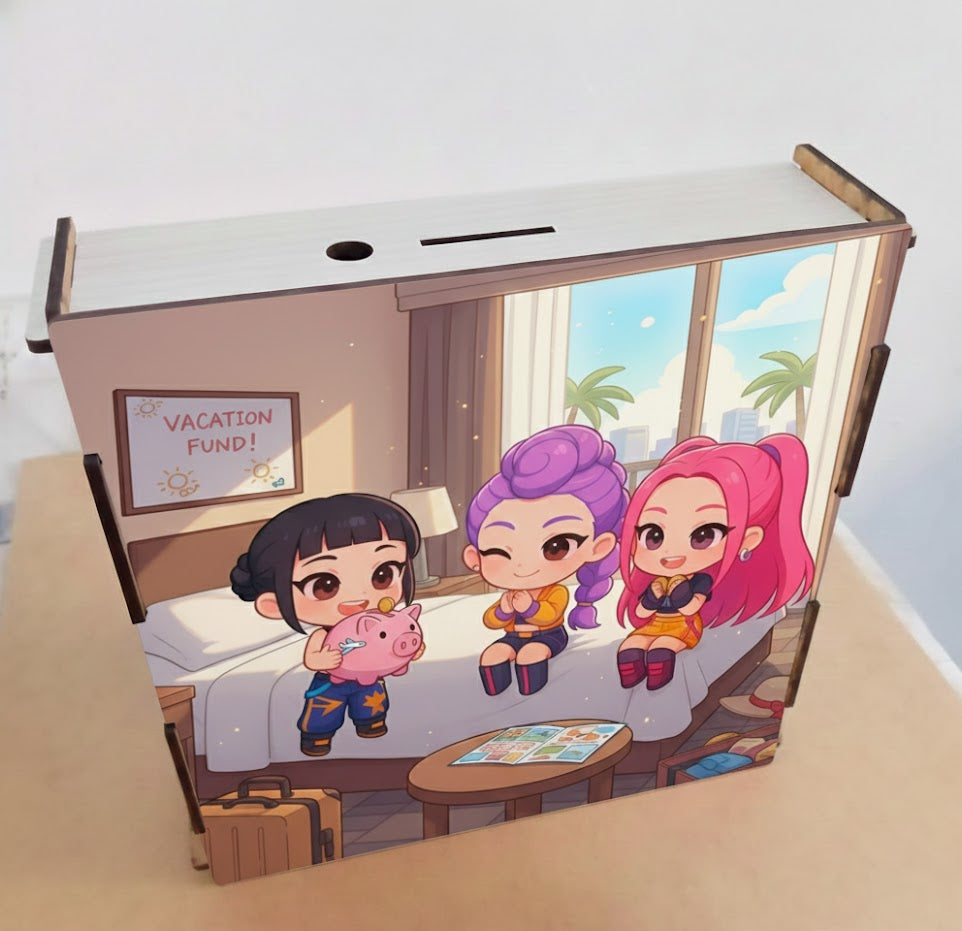 Alcancía de Madera con Metas de Ahorro | GUERRERAS KPOP