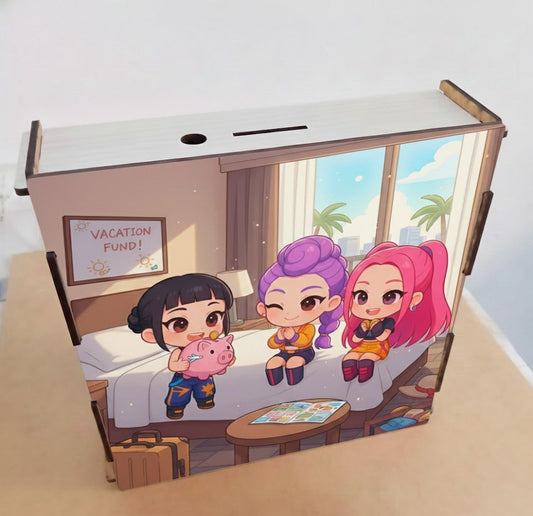 Alcancía de Madera con Metas de Ahorro | GUERRERAS KPOP