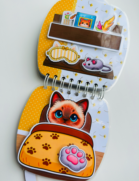 Libro Interactivo Gatito Marrón  | Juguete Creativo con Stickers y Colorear