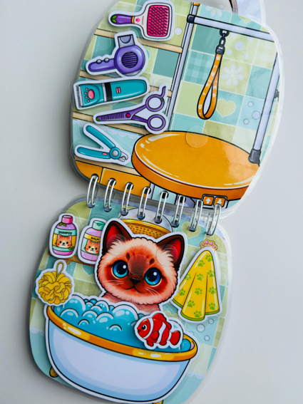 Libro Interactivo Gatito Marrón  | Juguete Creativo con Stickers y Colorear