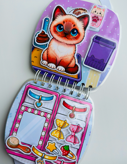 Libro Interactivo Gatito Marrón  | Juguete Creativo con Stickers y Colorear