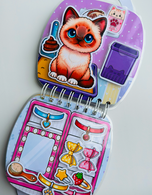 Libro Interactivo Gatito Marrón  | Juguete Creativo con Stickers y Colorear