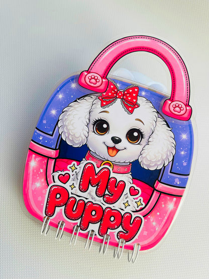 Libro Interactivo Perrito Rosado | Juguete Creativo + Stickers