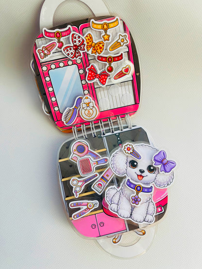 Libro Interactivo Perrito Rosado | Juguete Creativo + Stickers