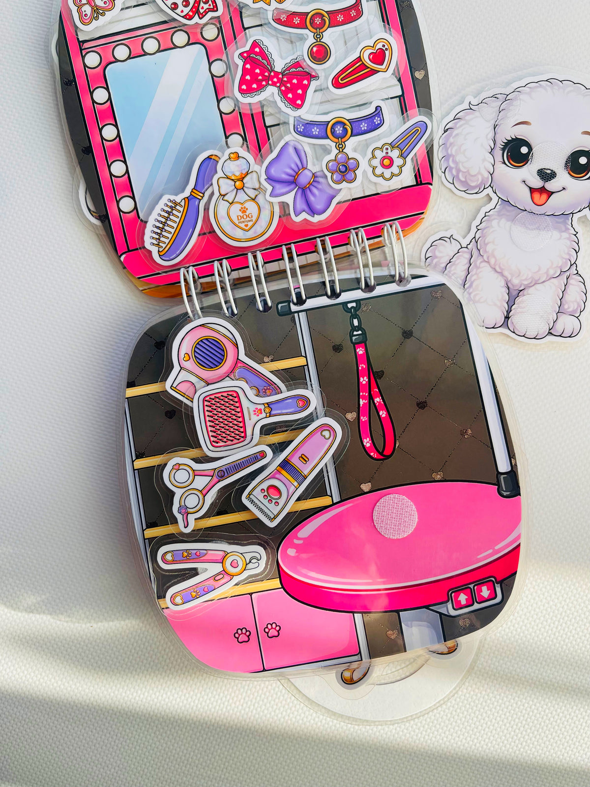 Libro Interactivo Perrito Rosado | Juguete Creativo + Stickers