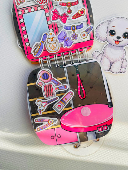 Libro Interactivo Perrito Rosado | Juguete Creativo + Stickers