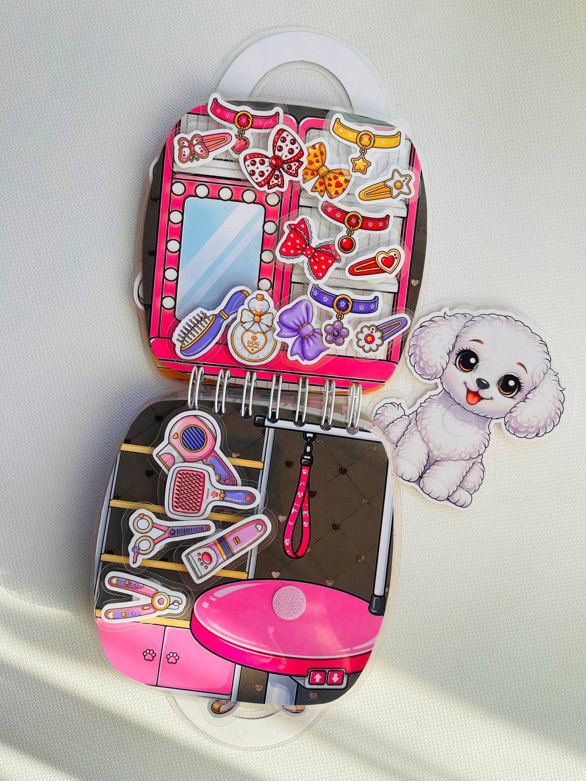 Libro Interactivo Perrito Rosado | Juguete Creativo + Stickers