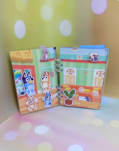 Libro Interactivo Mini Bluey con Stickers | Juego Didáctico Portátil para Niños