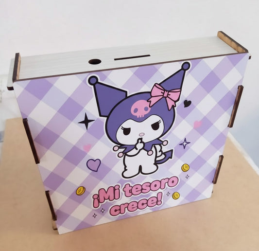 Alcancía de Madera con Metas de Ahorro | KUROMI