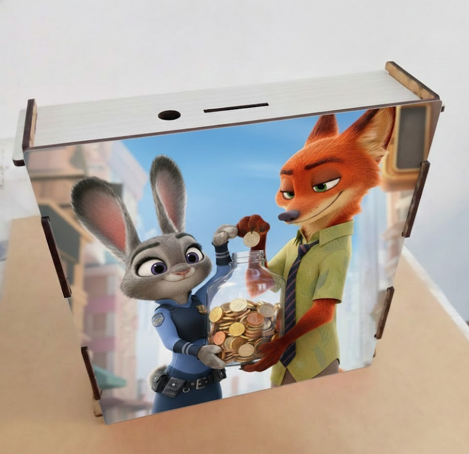 Alcancía de Madera con Metas de Ahorro | ZOOTOPIA